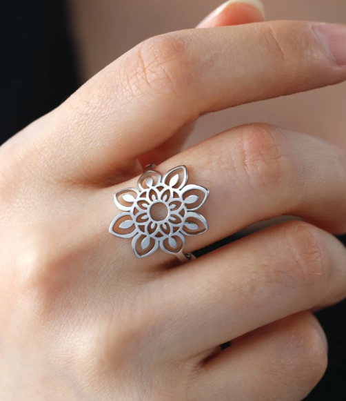 Boho Mandala Flower Ring
