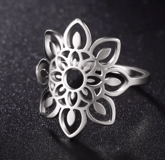 Boho Mandala Flower Ring